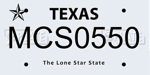 MCS0550 Texas License Plate