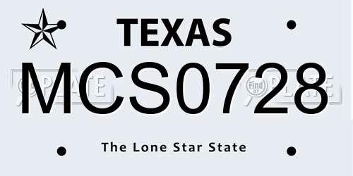 MCS0728 Texas License Plate
