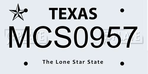 MCS0957 Texas License Plate