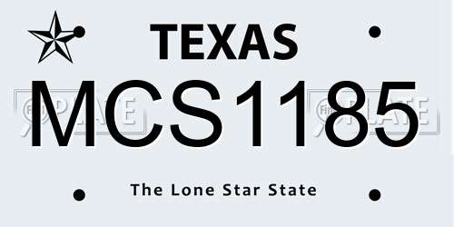 MCS1185 Texas License Plate