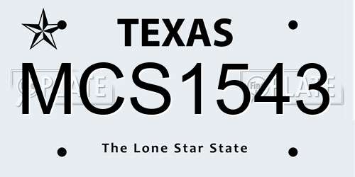 MCS1543 Texas License Plate