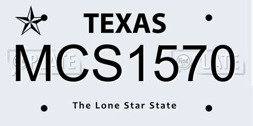 MCS1570 Texas License Plate