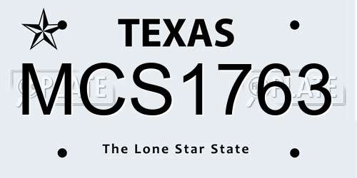 MCS1763 Texas License Plate
