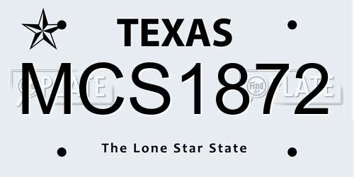 MCS1872 Texas License Plate