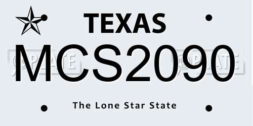 MCS2090 Texas License Plate