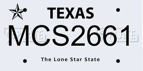 MCS2661 Texas License Plate