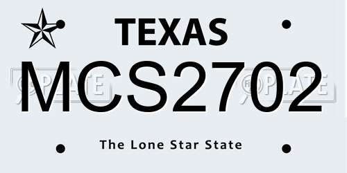 MCS2702 Texas License Plate