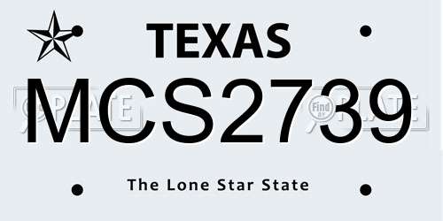 MCS2739 Texas License Plate