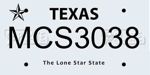 MCS3038 Texas License Plate