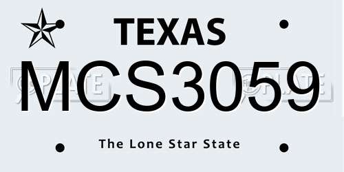 MCS3059 Texas License Plate