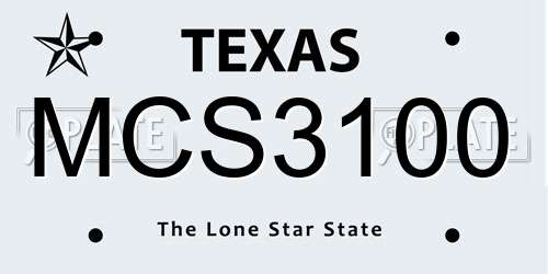 MCS3100 Texas License Plate
