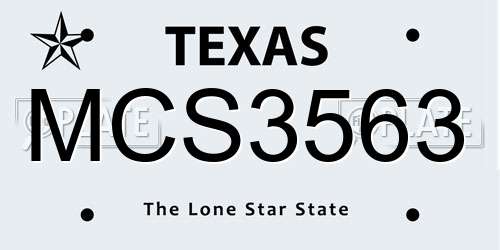MCS3563 Texas License Plate