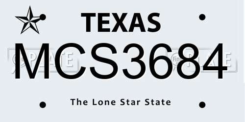 MCS3684 Texas License Plate