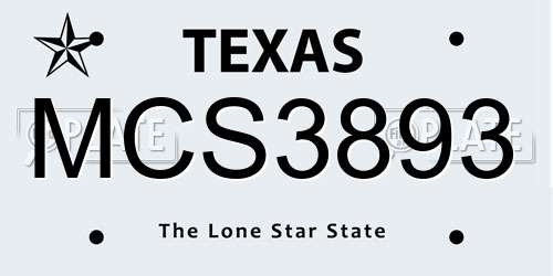 MCS3893 Texas License Plate