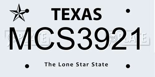 MCS3921 Texas License Plate