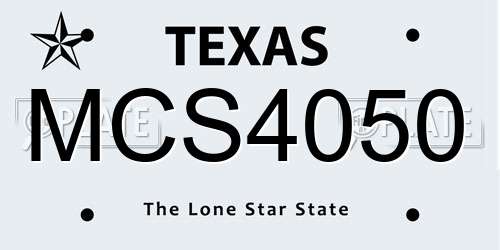 MCS4050 Texas License Plate