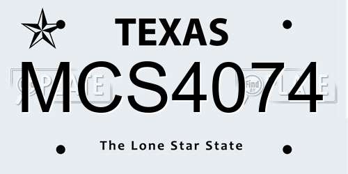 MCS4074 Texas License Plate
