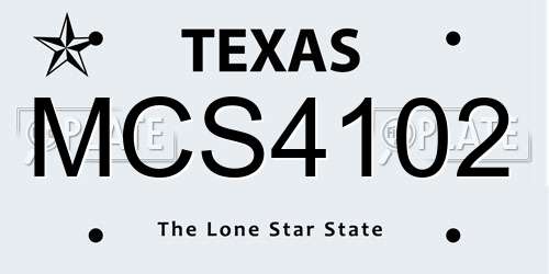 MCS4102 Texas License Plate