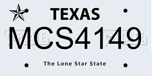 MCS4149 Texas License Plate