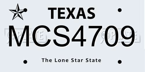 MCS4709 Texas License Plate