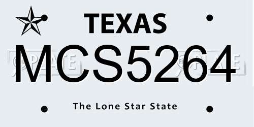 MCS5264 Texas License Plate
