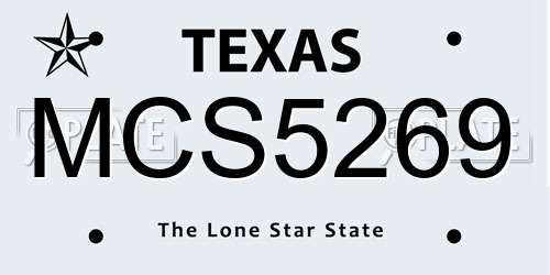 MCS5269 Texas License Plate