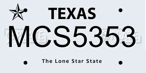 MCS5353 Texas License Plate