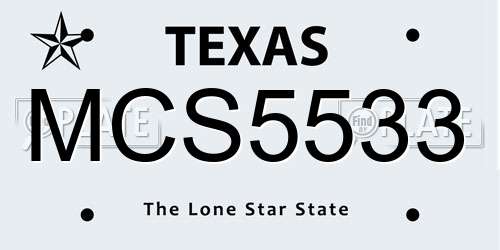 MCS5533 Texas License Plate