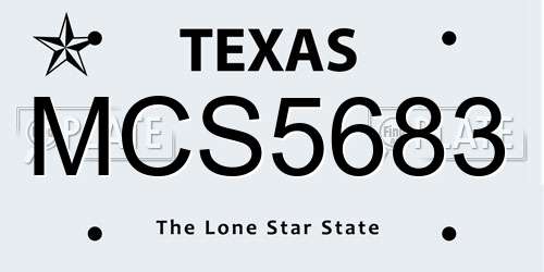 MCS5683 Texas License Plate