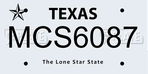 MCS6087 Texas License Plate