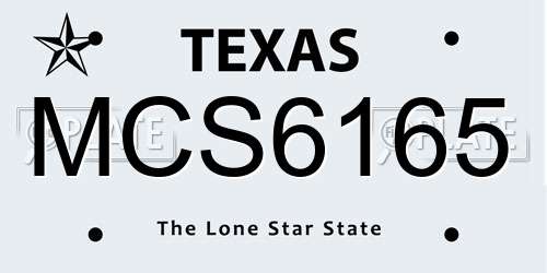 MCS6165 Texas License Plate