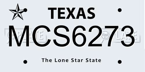 MCS6273 Texas License Plate