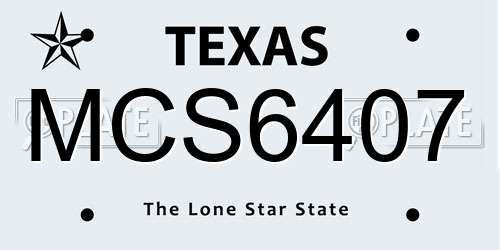 MCS6407 Texas License Plate