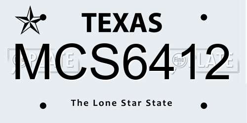 MCS6412 Texas License Plate