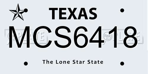 MCS6418 Texas License Plate