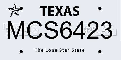 MCS6423 Texas License Plate
