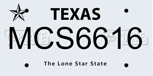 MCS6616 Texas License Plate