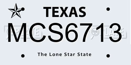 MCS6713 Texas License Plate