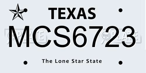 MCS6723 Texas License Plate