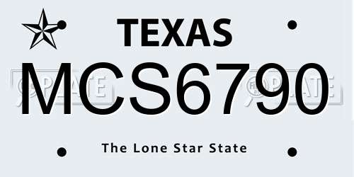 MCS6790 Texas License Plate