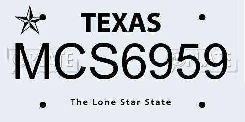 MCS6959 Texas License Plate