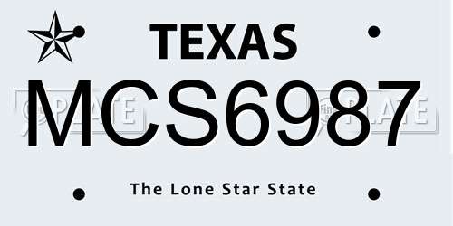 MCS6987 Texas License Plate