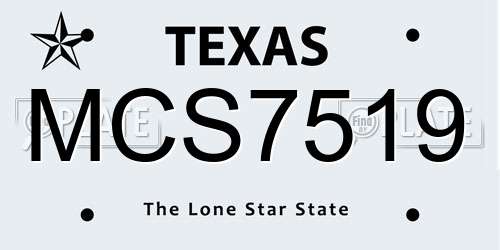 MCS7519 Texas License Plate