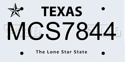 MCS7844 Texas License Plate