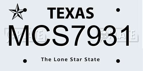 MCS7931 Texas License Plate