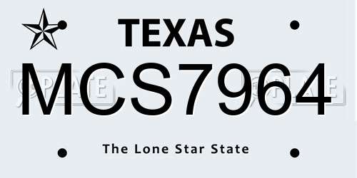 MCS7964 Texas License Plate
