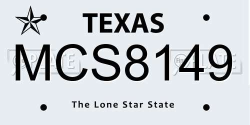 MCS8149 Texas License Plate