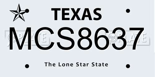 MCS8637 Texas License Plate