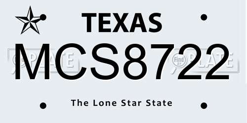 MCS8722 Texas License Plate