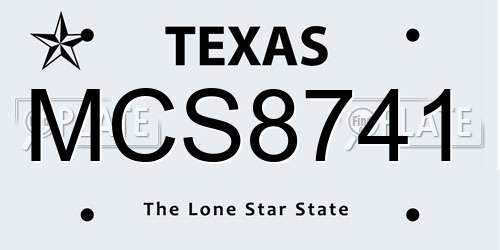 MCS8741 Texas License Plate